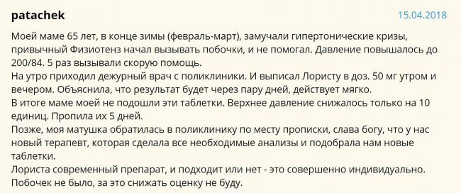 Лориста: отзывы кардиологов и пациентов, инструкция по применению