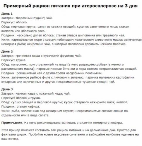 Диета при атеросклерозе сосудов