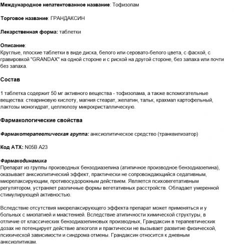 Аналоги таблеток грандаксин