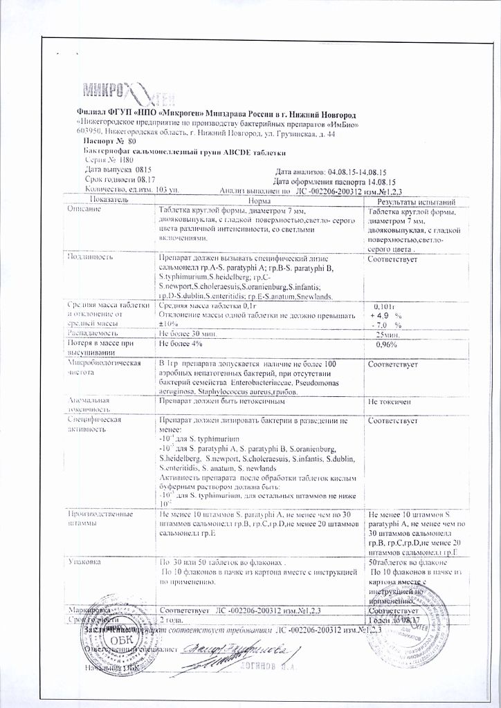 Бактериофаг сальмонеллезный
