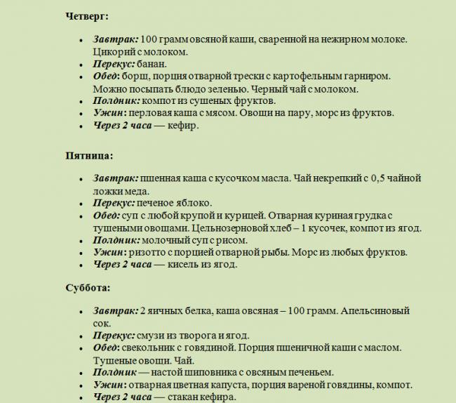 Гипохолестериновая диета — меню на неделю