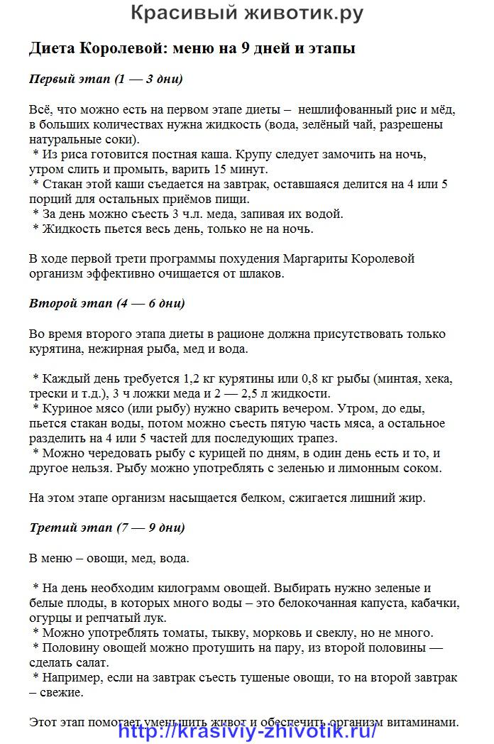 Ошеломляющий эффект диеты маргариты королевой