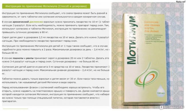 Таблетки мотилиум: инструкция по применению
