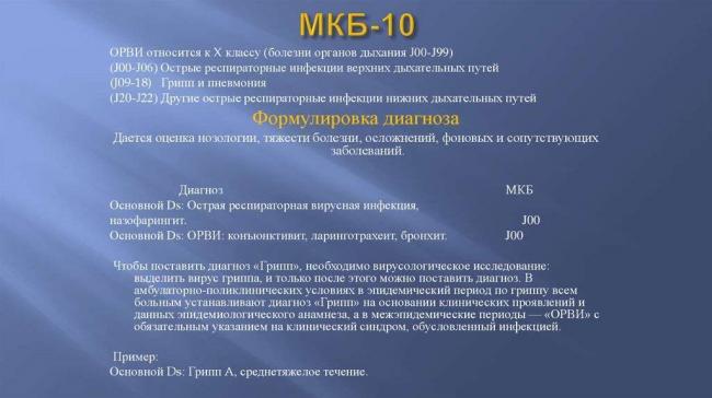 Орви код по мкб 10: что это такое, где используется, как ставится диагноз