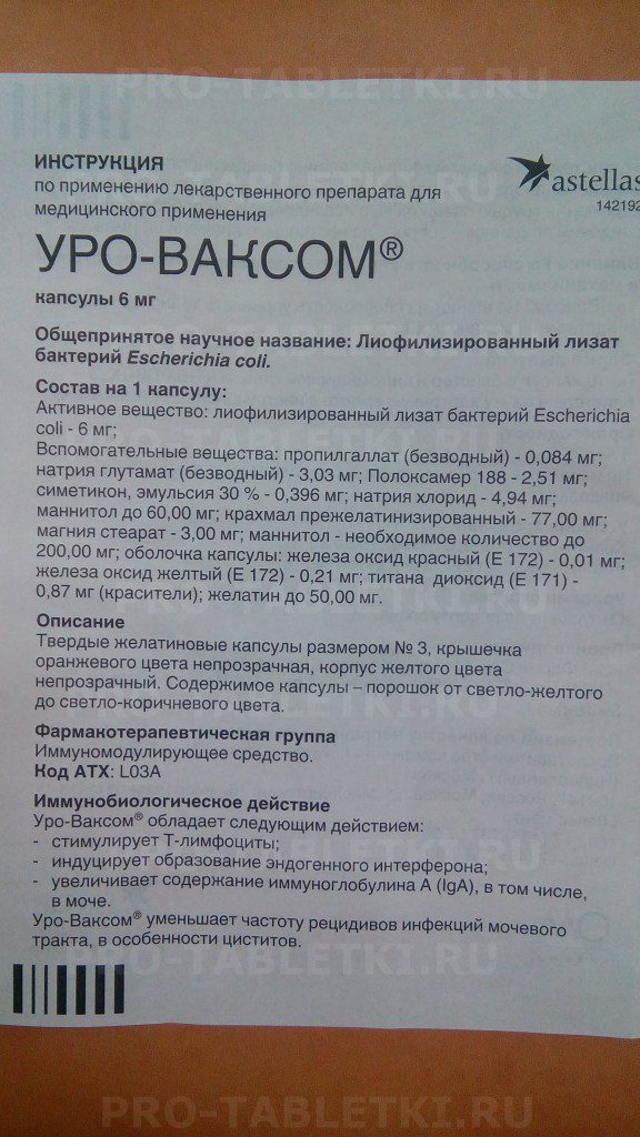 Фармакологическое действие препарата уро-ваксом: цены и аналоги