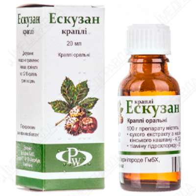 Таблетки 20 и капли эскузан: инструкция, цена, аналоги и отзывы